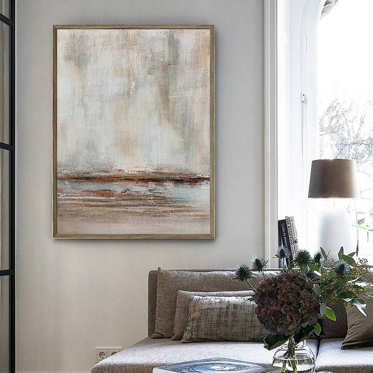 Room Painting Living Brown Abstract Canvas Wall Art 69KI3 wall art